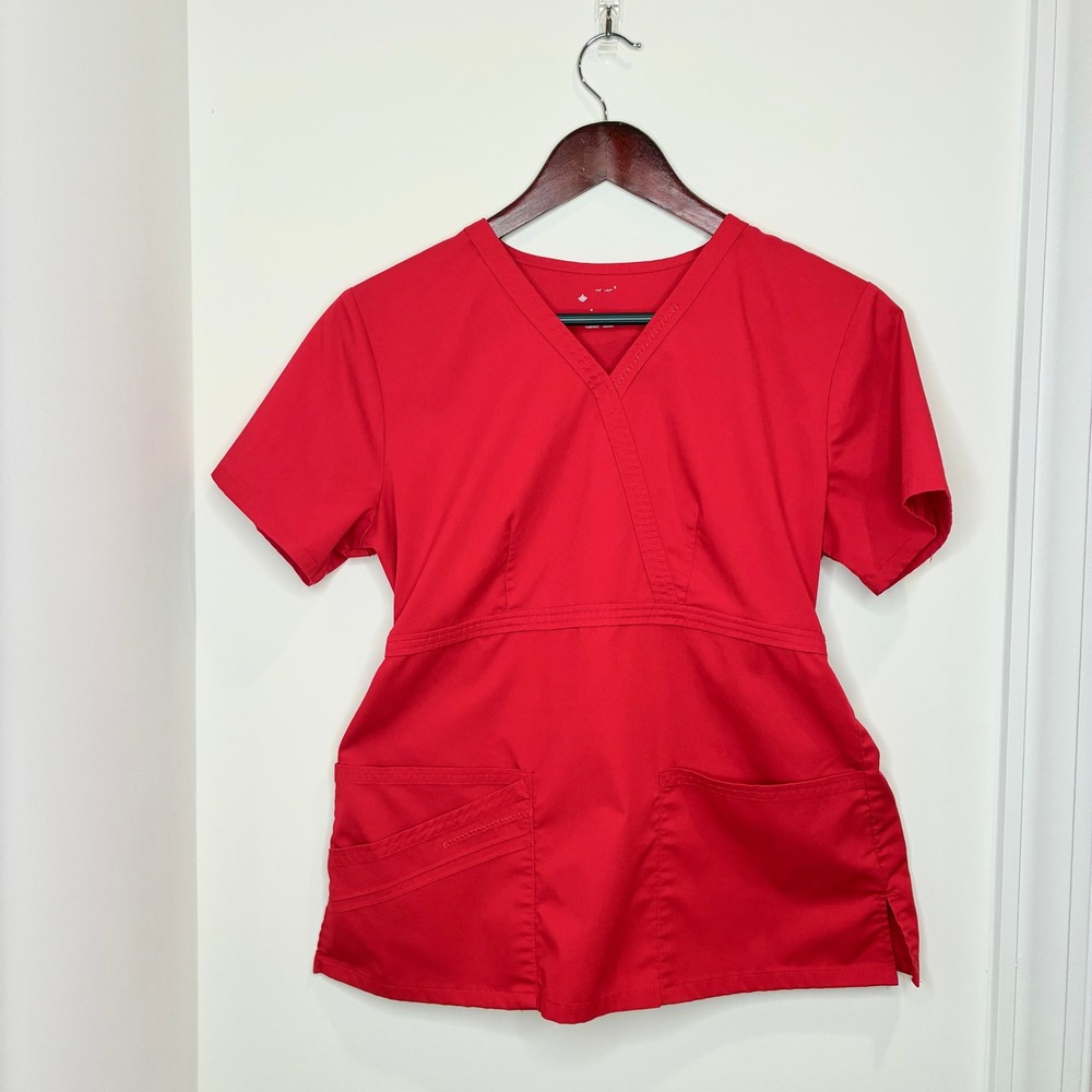 Women's Red Cherokee Scrub Top Style 1066